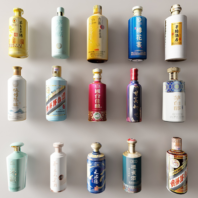  啤酒 红酒 洋酒 酒瓶su模型 