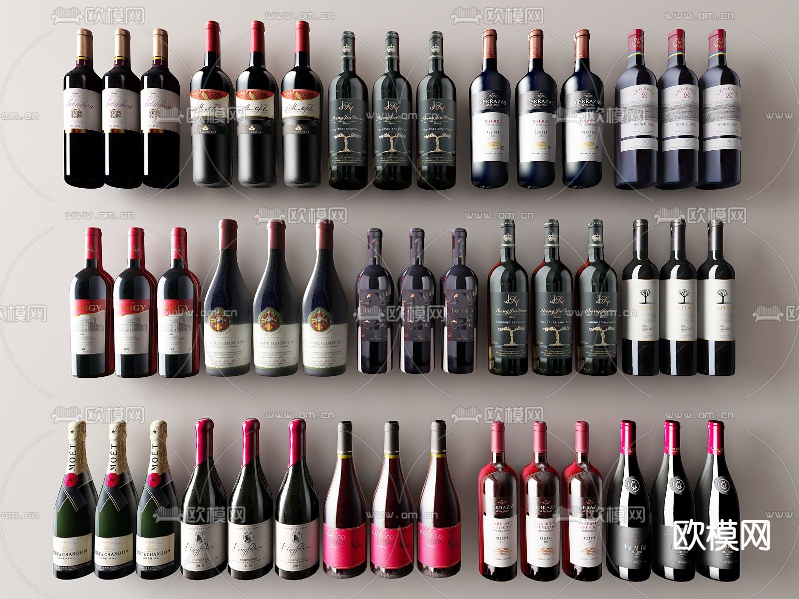 红酒 洋酒 酒瓶su模型下载（渲染图1）