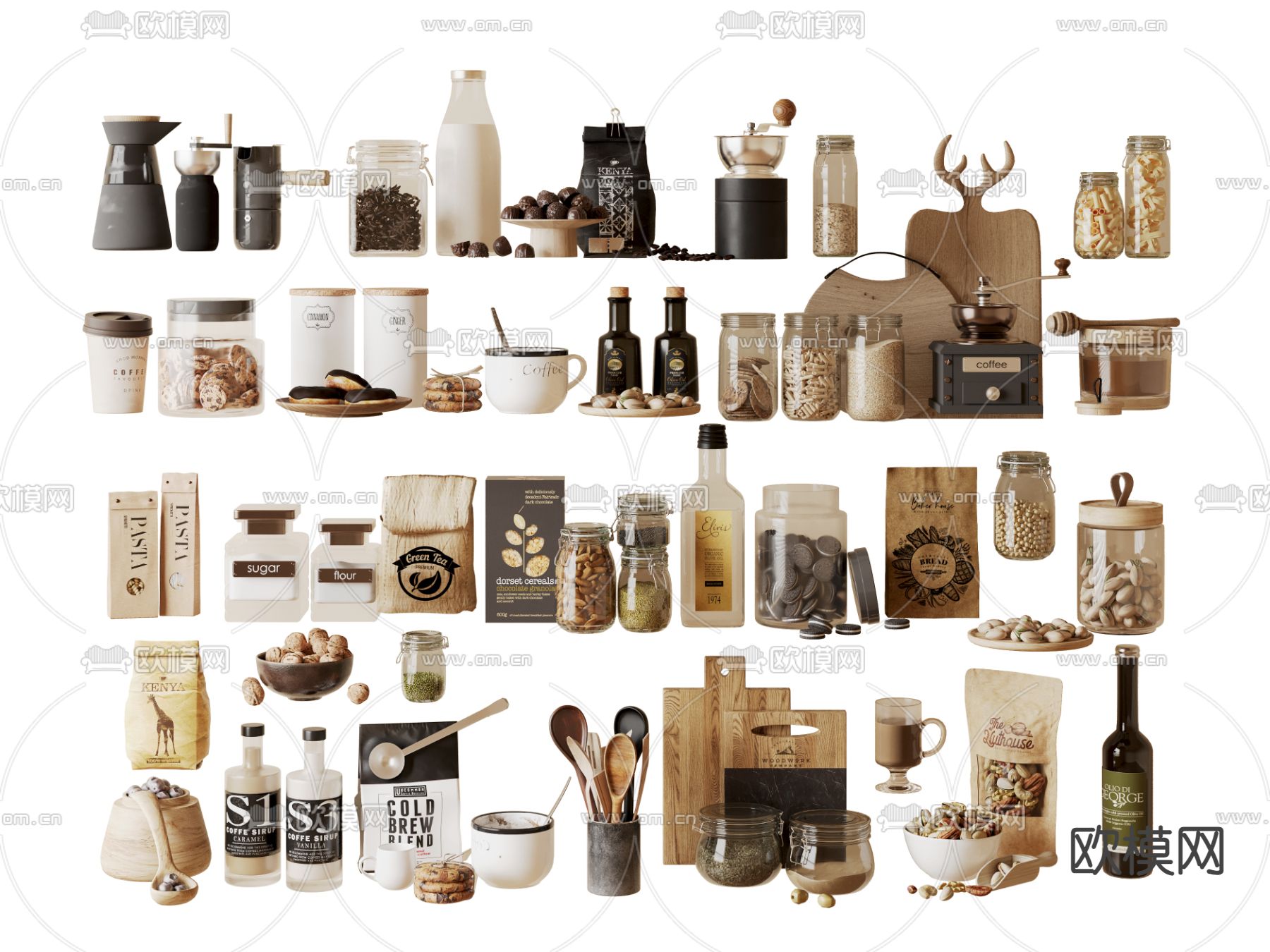 厨房摆件 调味品 食品3d模型下载