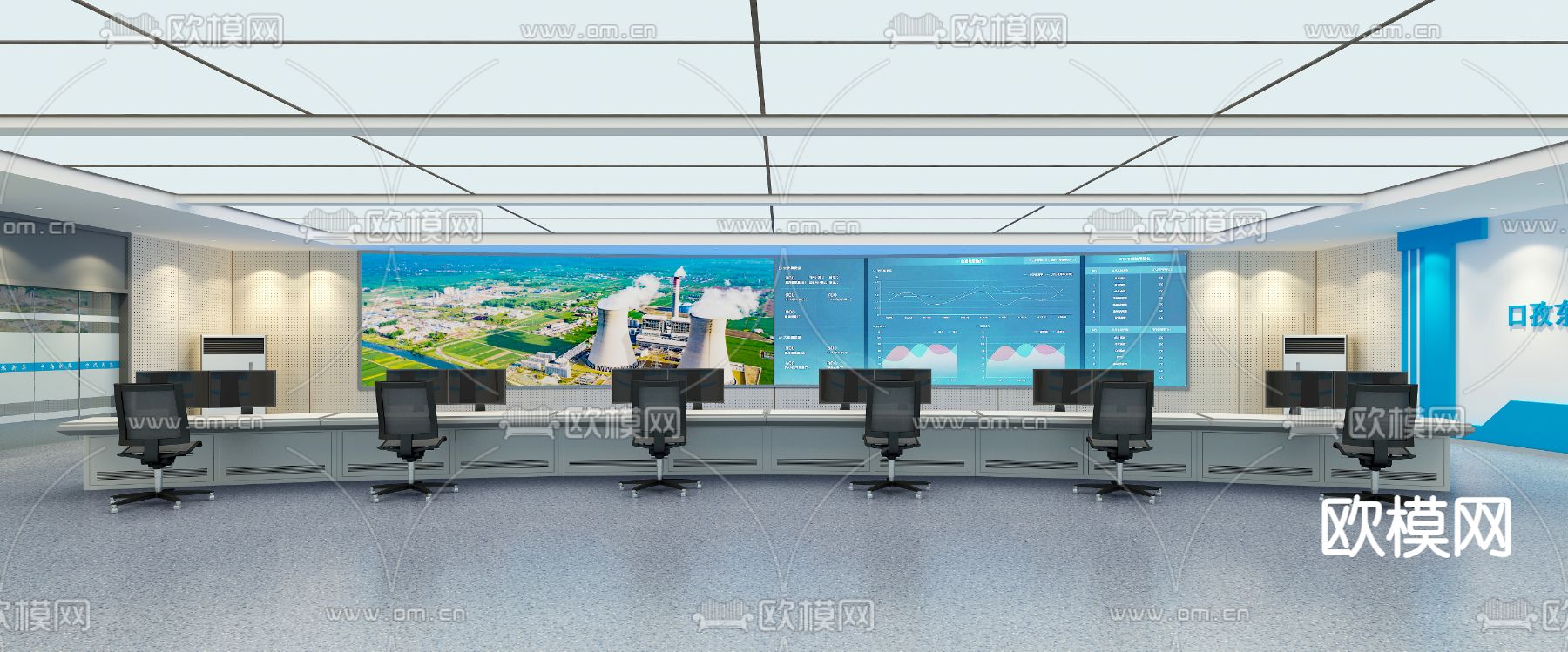 控制室 监控指挥中心3d模型下载（渲染图1）