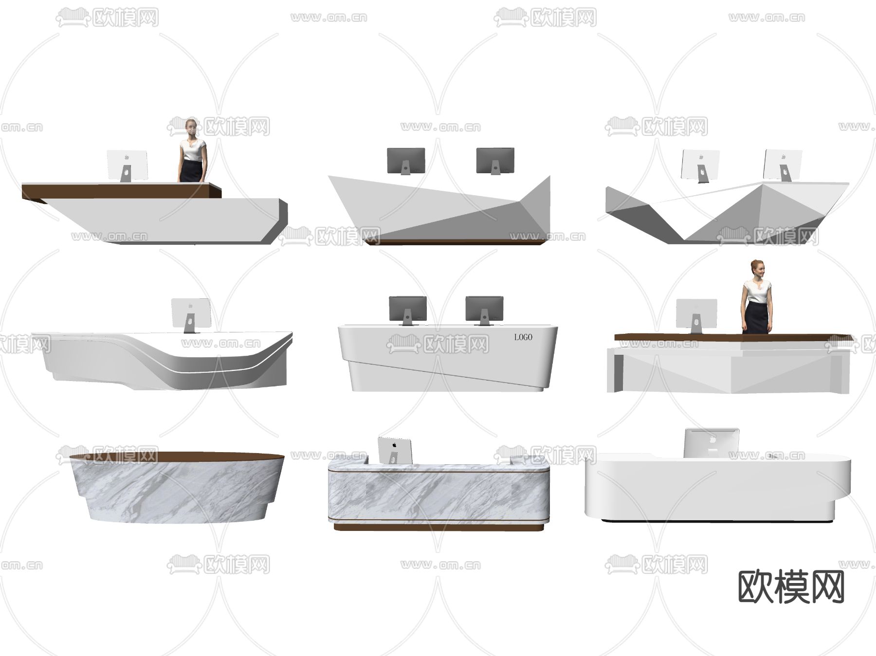 现代前台 接待台su模型下载（渲染图2）