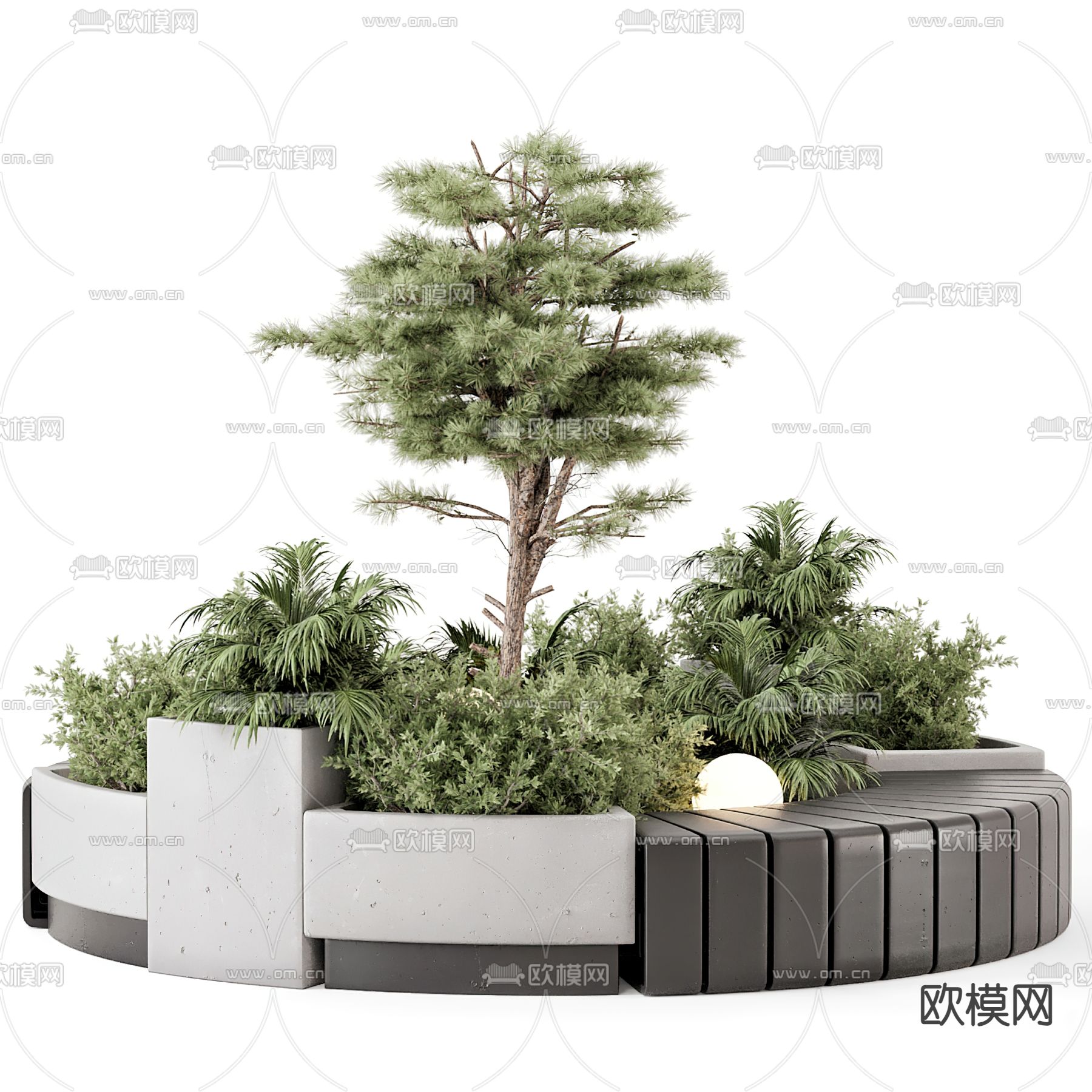 户外椅 树池椅 公园椅3d模型下载（渲染图2）