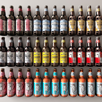  啤酒 红酒 洋酒 酒瓶su模型 