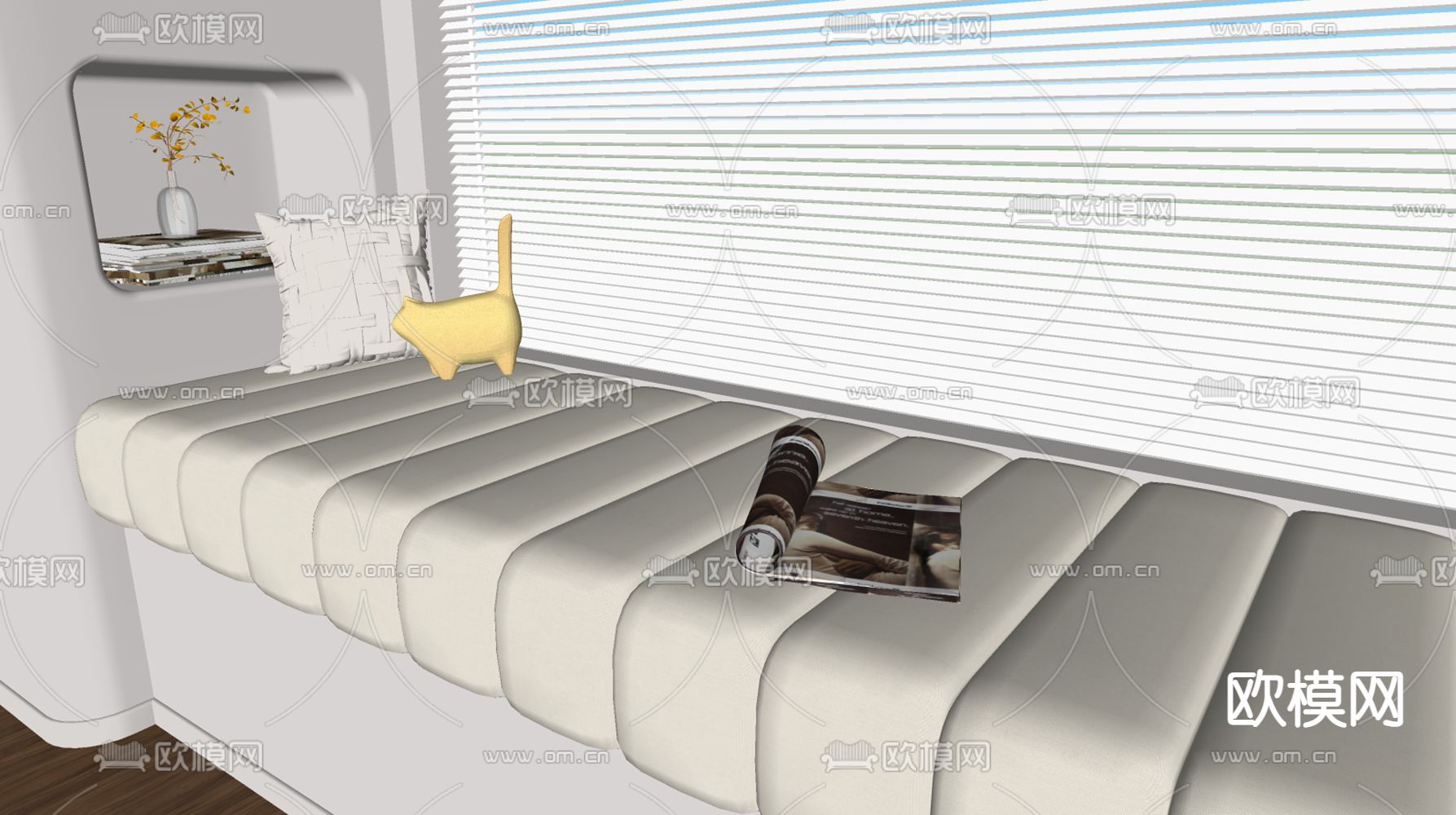 飘窗垫 抱枕su模型下载（渲染图2）