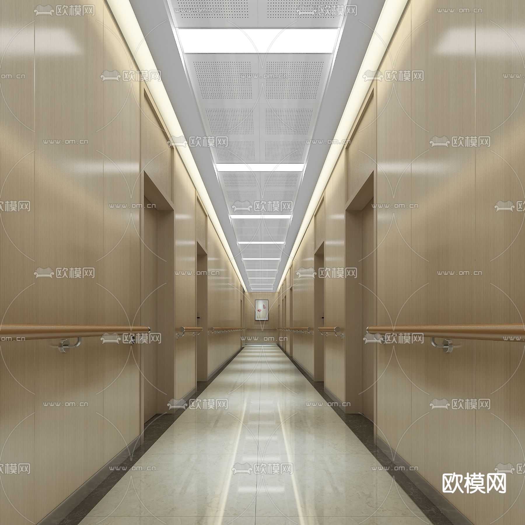 医院 养老院 敬老院 过道3d模型下载