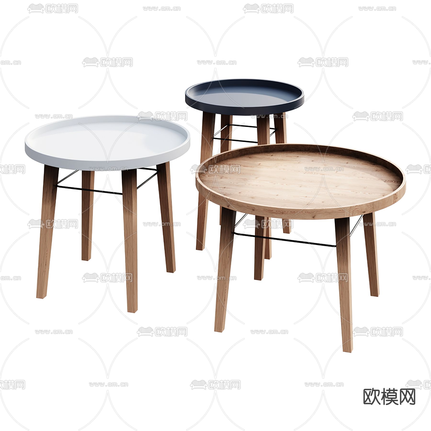 侘寂边几 圆几 角几3d模型下载