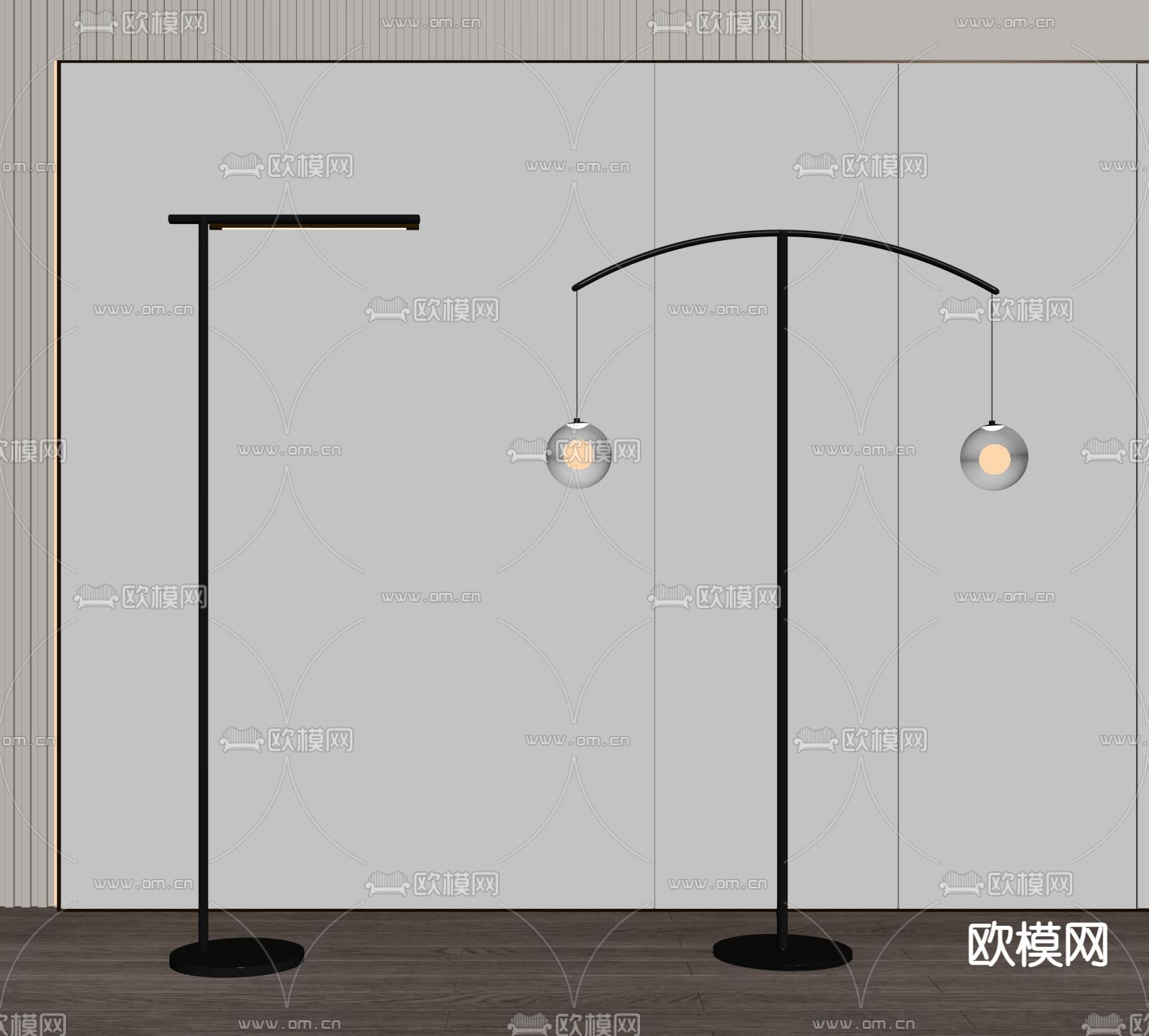 现代落地灯su模型下载（渲染图2）