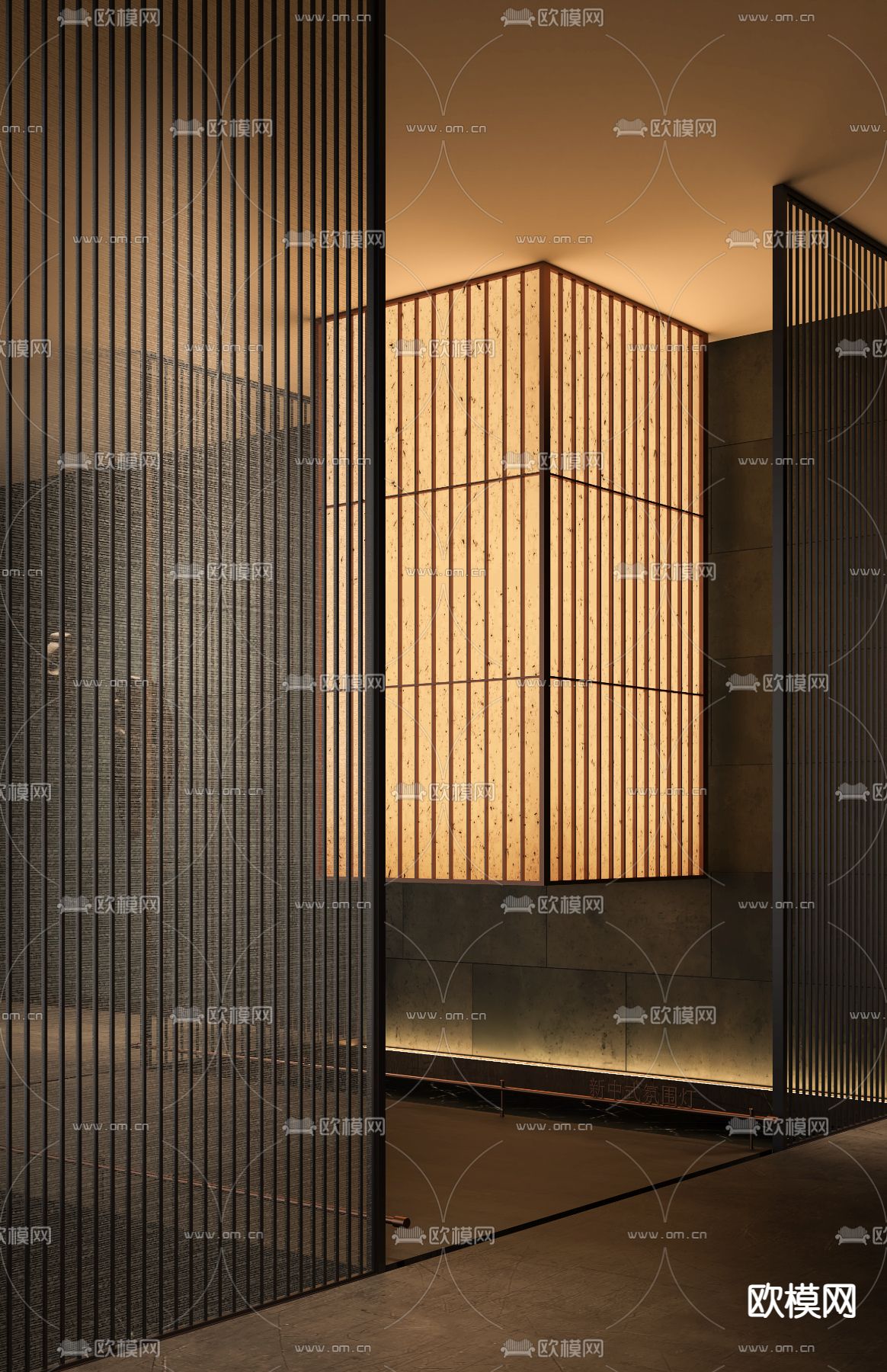 新中式装置灯 氛围灯su模型下载（渲染图1）