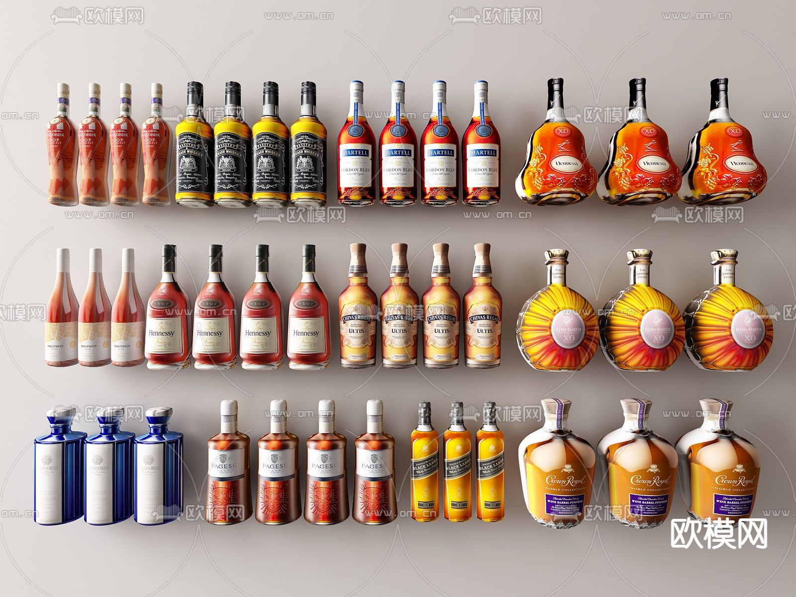 啤酒 红酒 洋酒 酒瓶su模型下载（渲染图1）