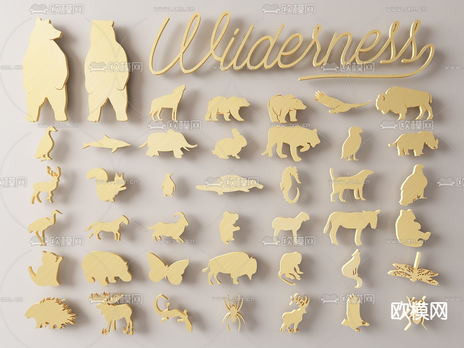 墙饰挂件 动物剪影su模型下载（渲染图1）