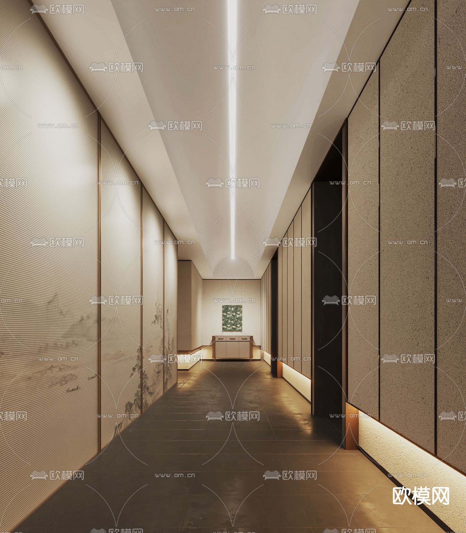 办公走廊su模型下载（渲染图1）