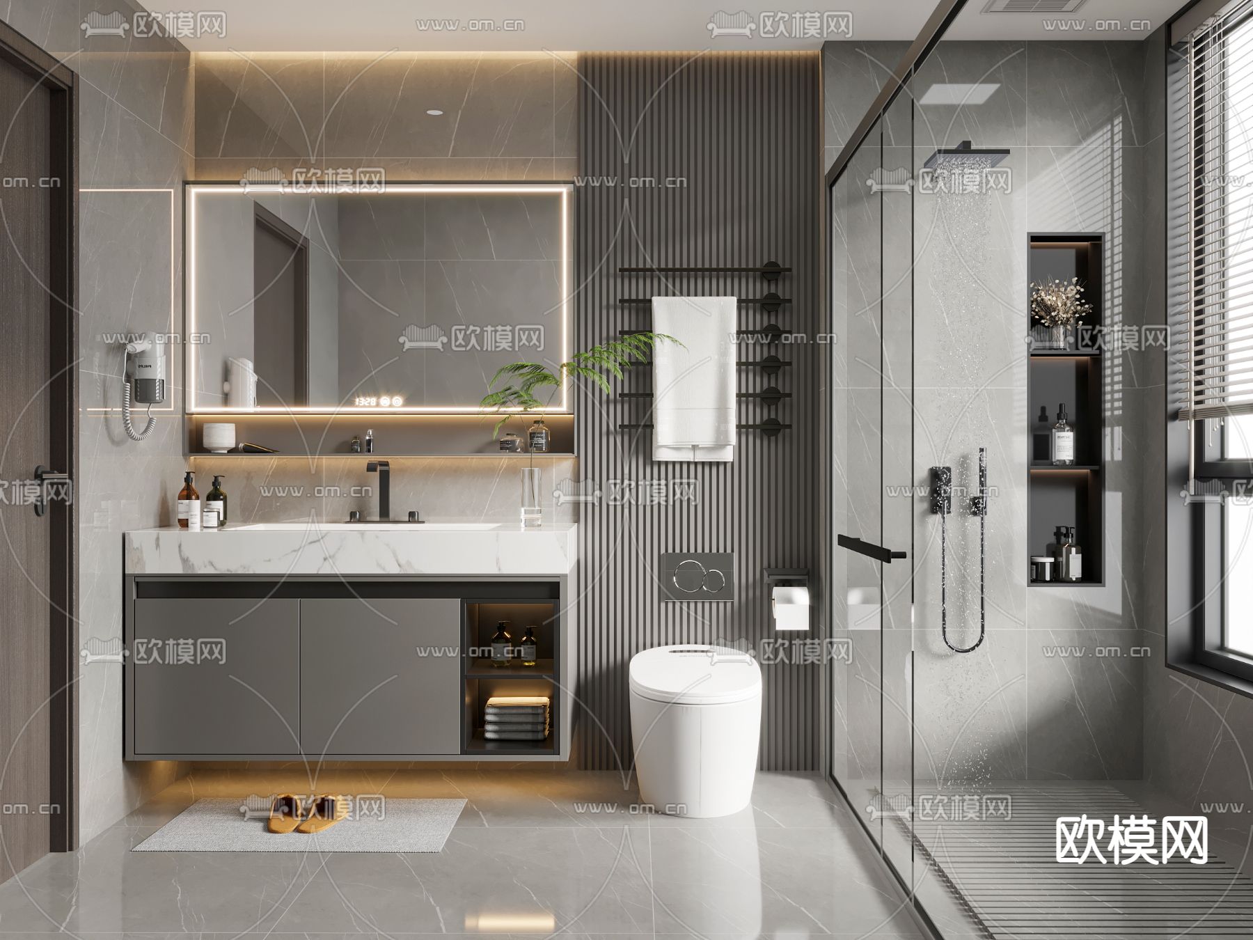现代卫生间 浴室 洗手间3d模型下载