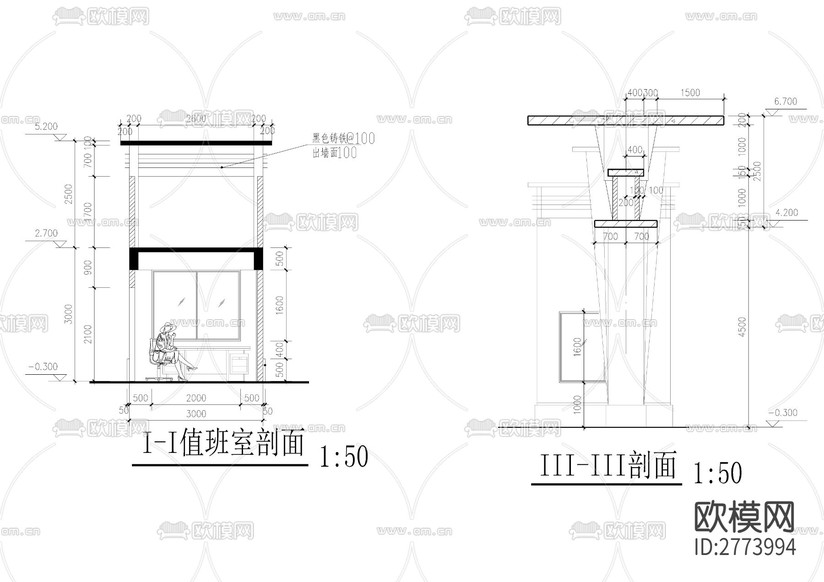 小區(qū)大門全套CAD施工圖下載(渲染圖5)