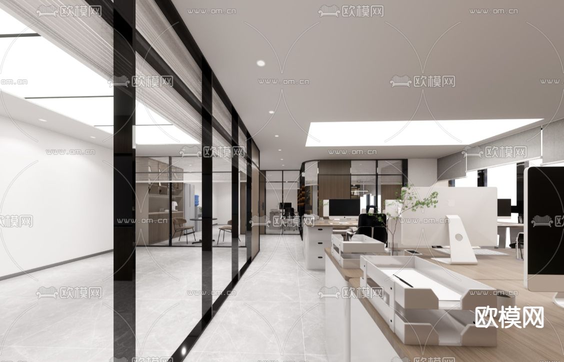 现代公共办公区su模型下载（渲染图4）