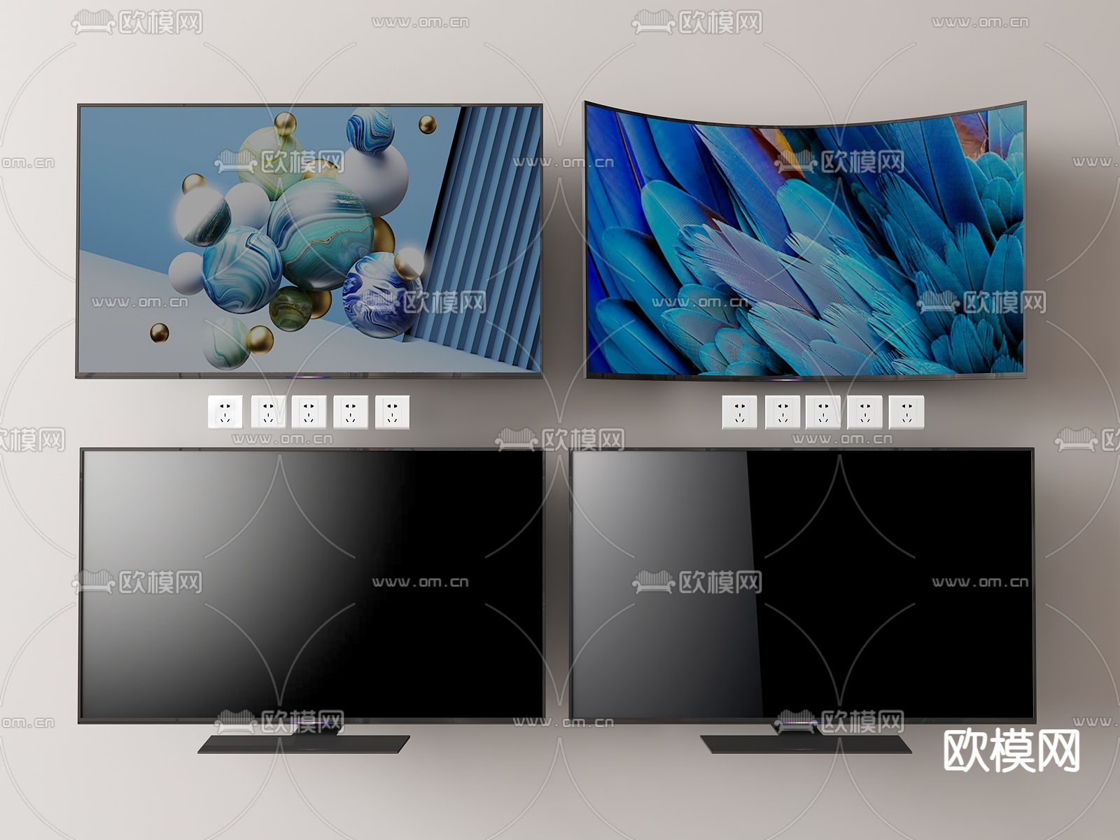 电视机 显示屏 屏幕 激光电视su模型下载（渲染图1）
