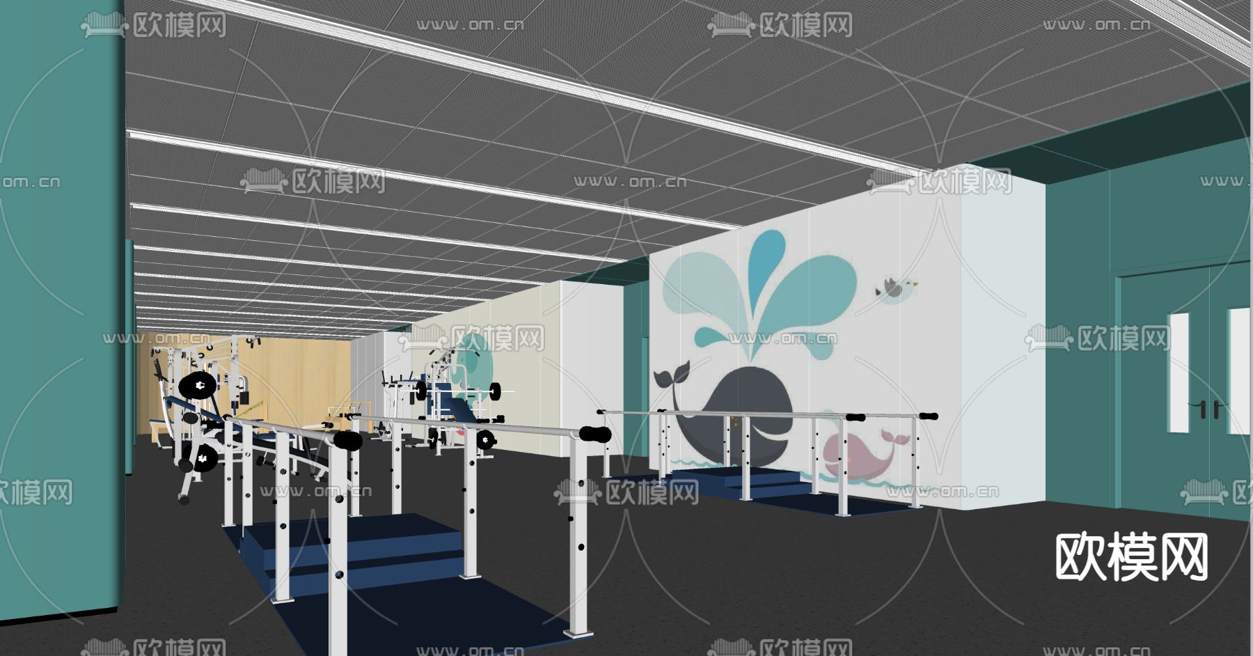 医院 康复训练中心su模型下载（渲染图2）