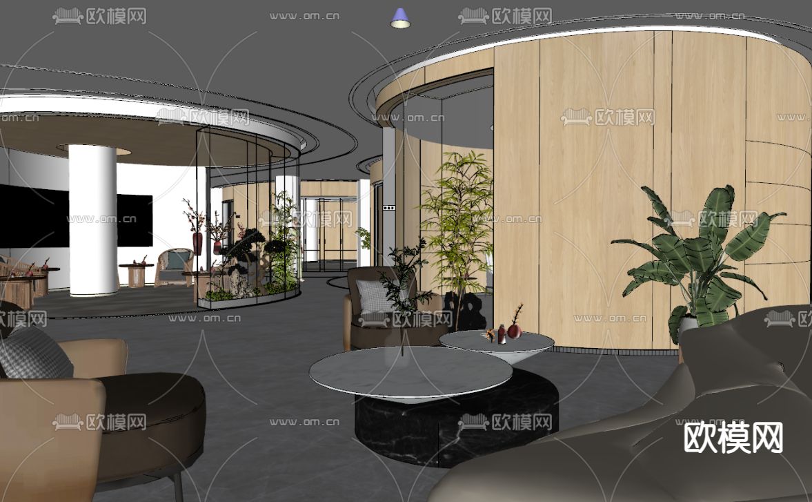 办公休息区 接待处su模型下载（渲染图2）
