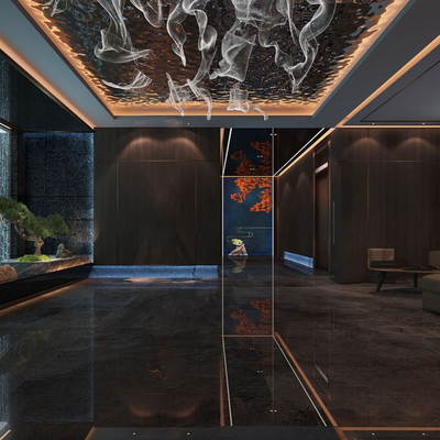  洗浴中心大厅su模型 