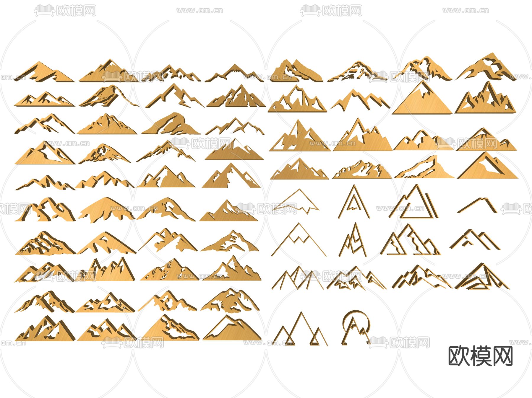 墙饰挂饰 山体图案 线条山峰su模型下载（渲染图2）