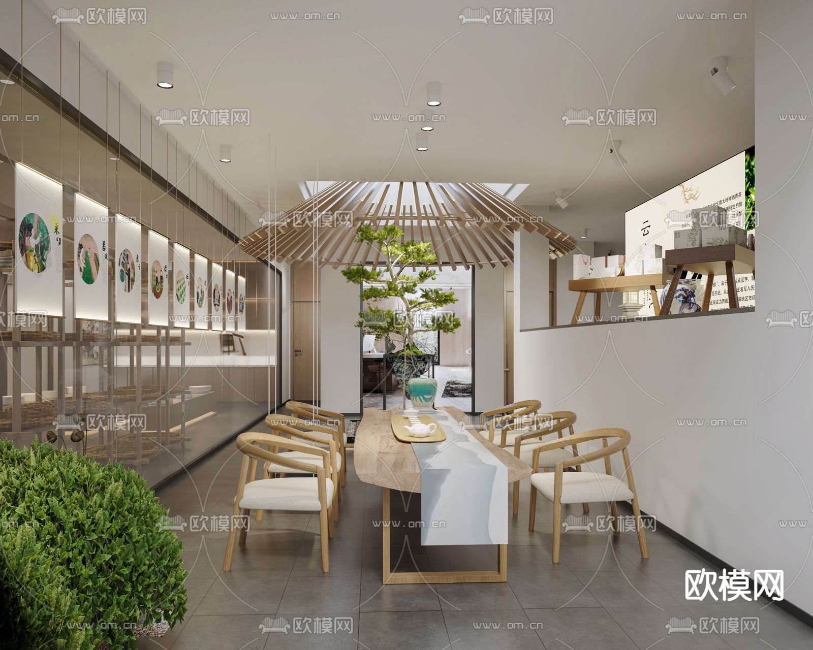现代茶文化展馆su模型下载（渲染图2）