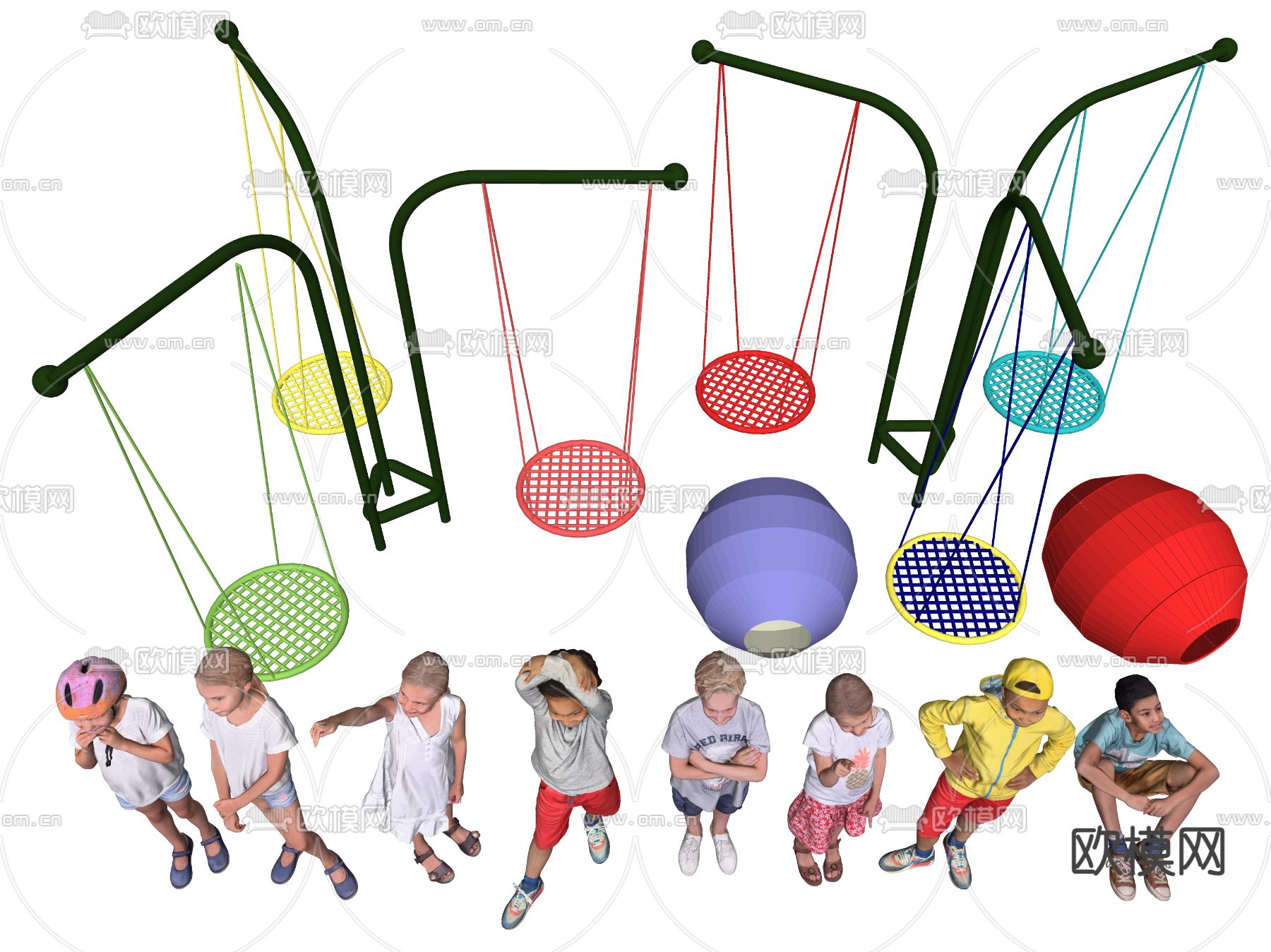 千秋椅 吊椅 三角秋千su模型下载（渲染图2）