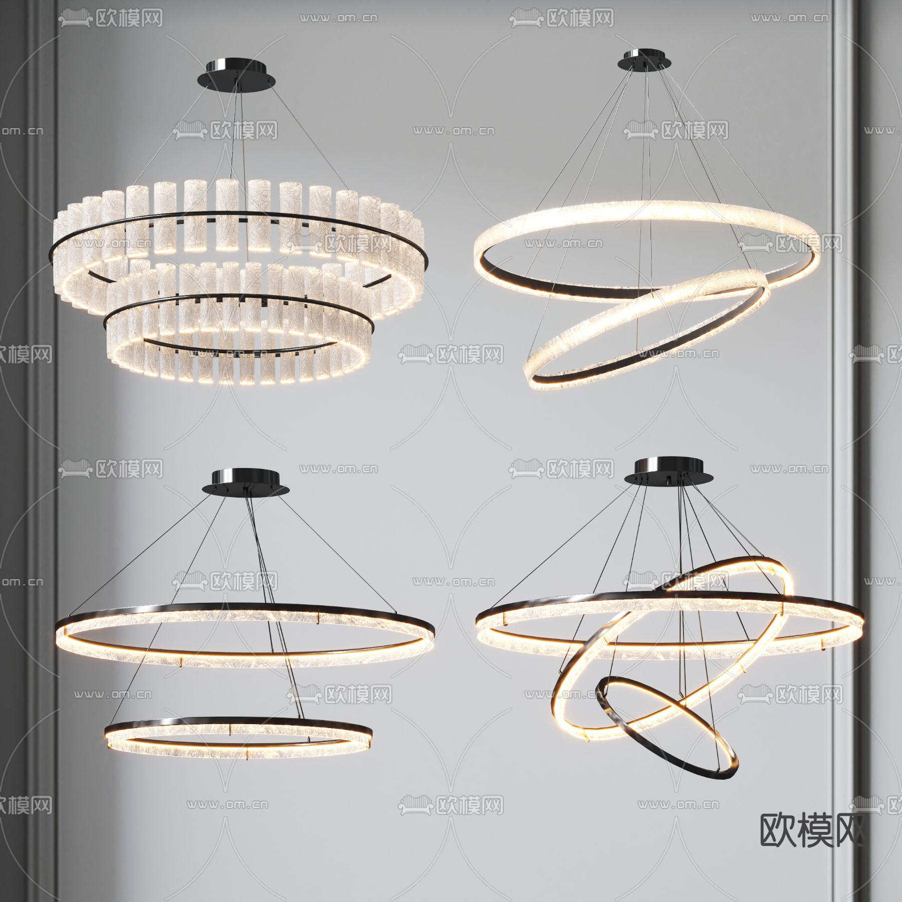 轻奢吊灯 大厅吊灯3d模型下载（渲染图1）
