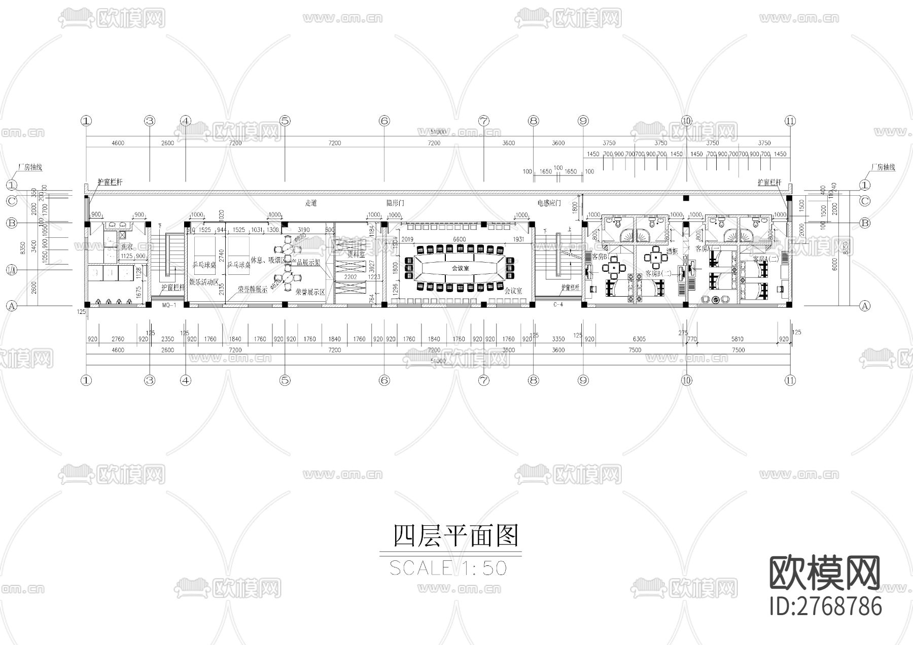 职工宿舍楼全套装修CAD施工图下载（渲染图8）