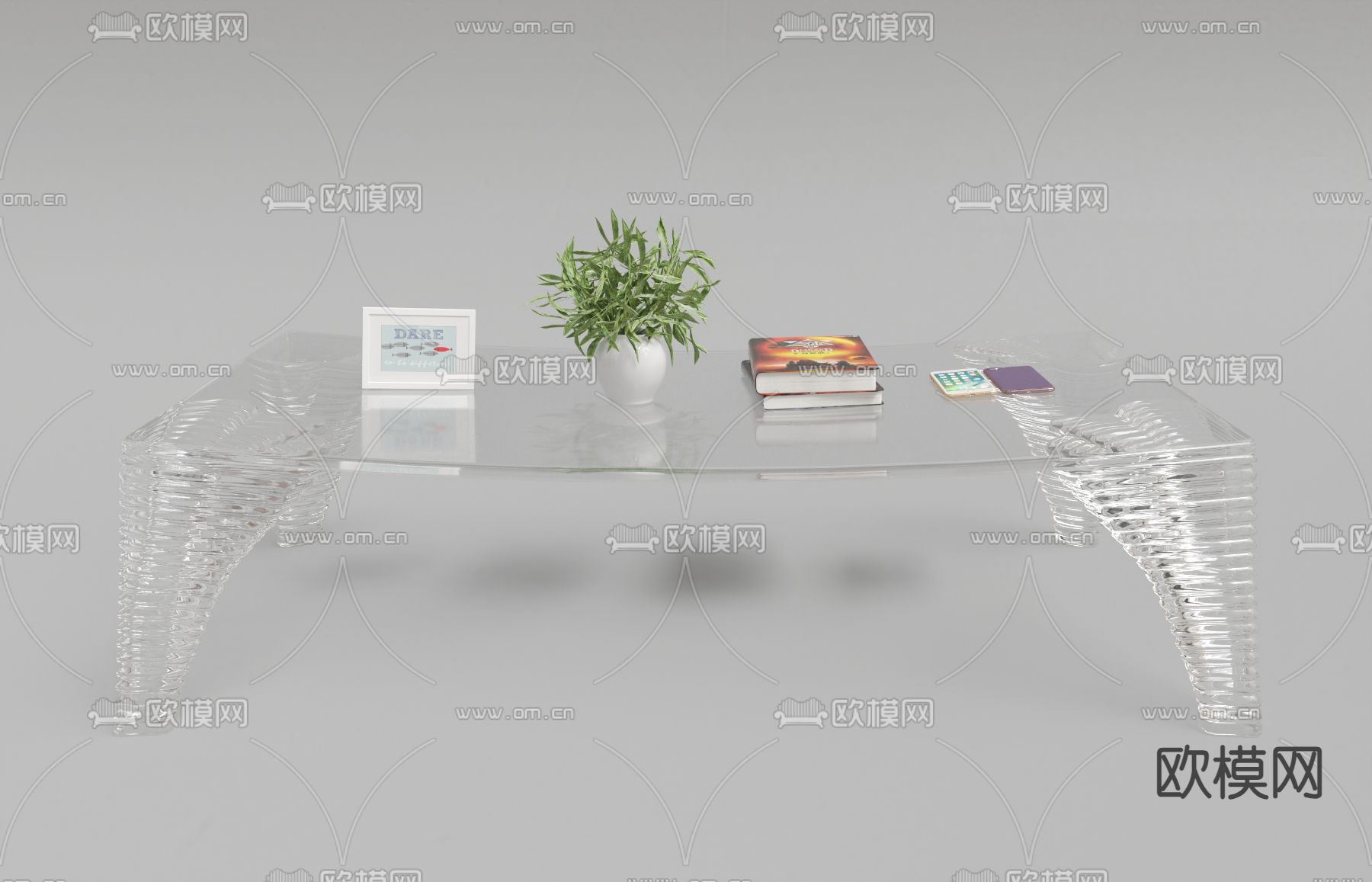 玻璃茶几3d模型下载（渲染图1）