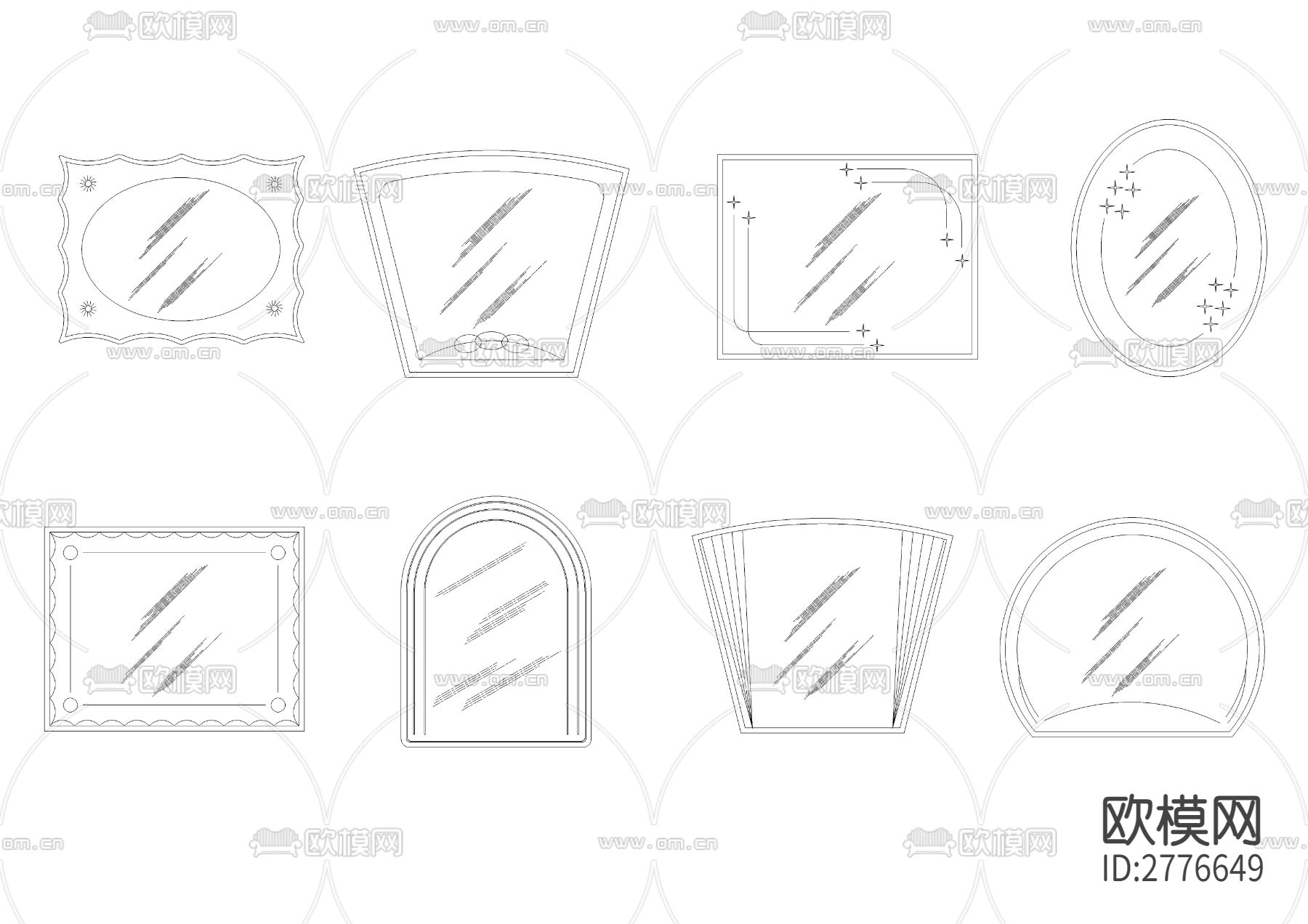 艺术镜子CAD图库下载（渲染图3）