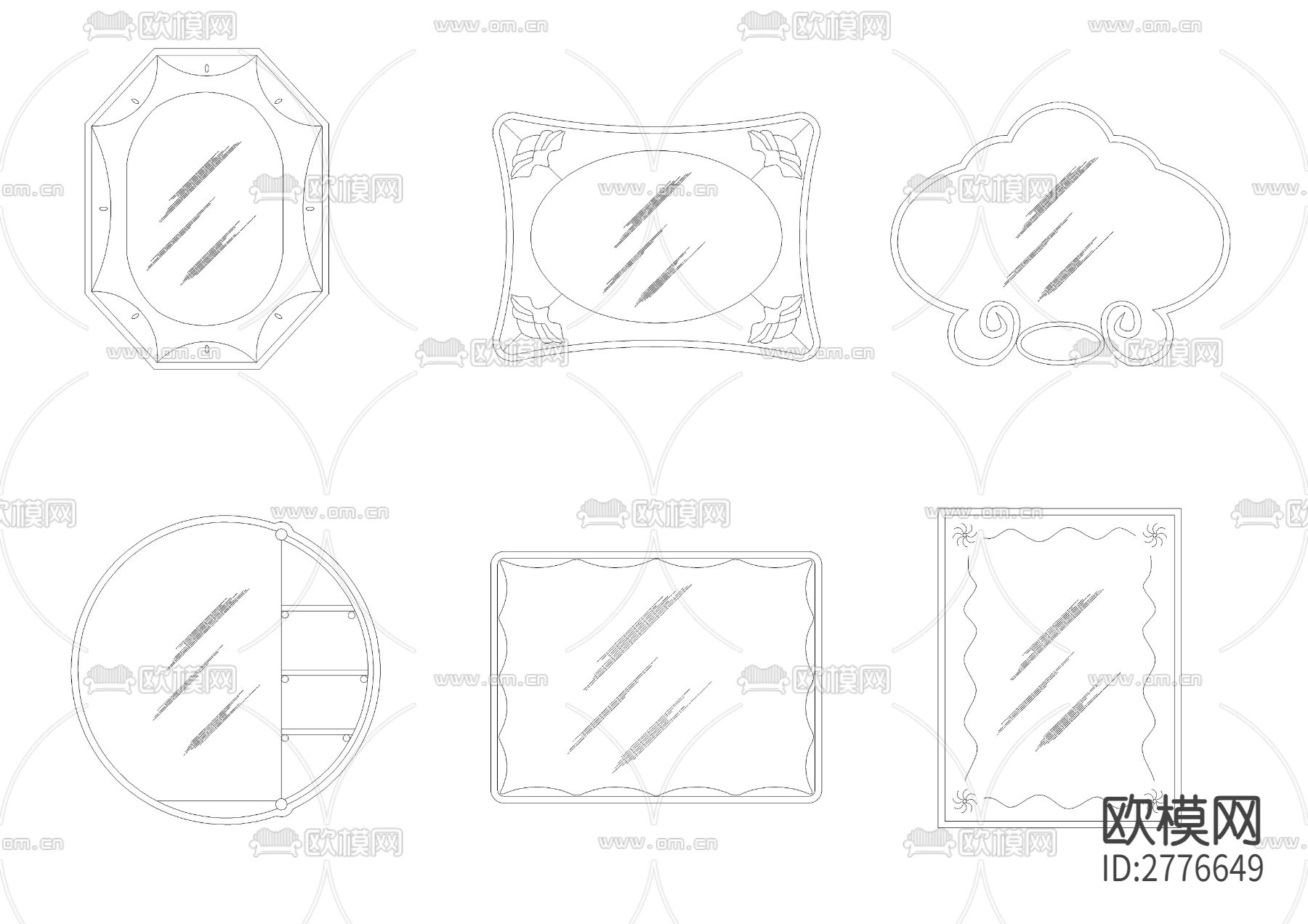 艺术镜子CAD图库下载（渲染图2）