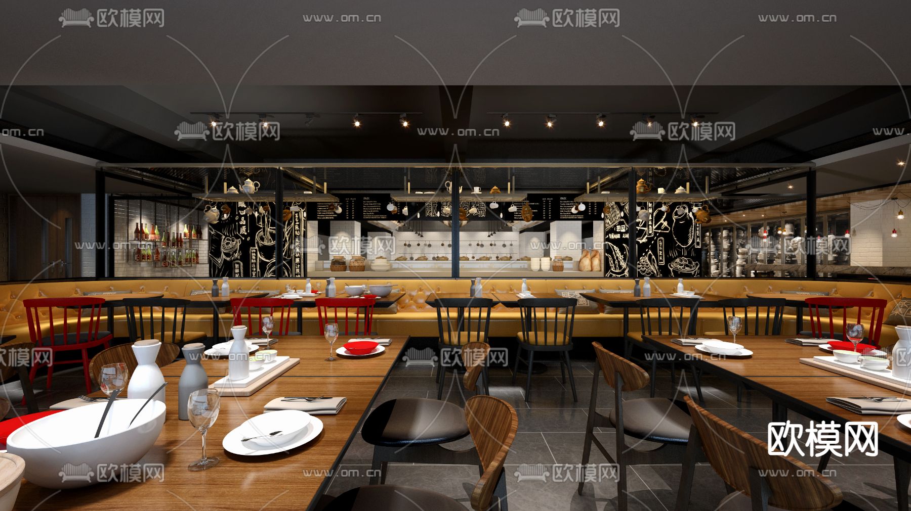 现代网红餐厅3d模型下载