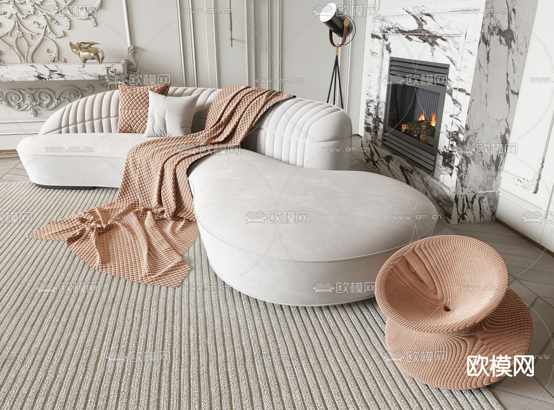 弧形沙发 异形沙发3d模型下载