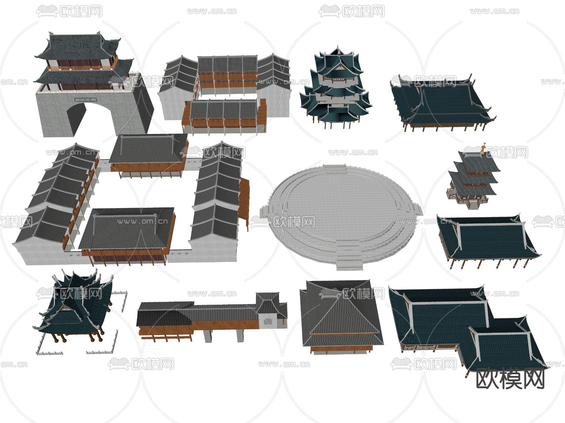 中式古建 雷锋塔su模型下载（渲染图2）