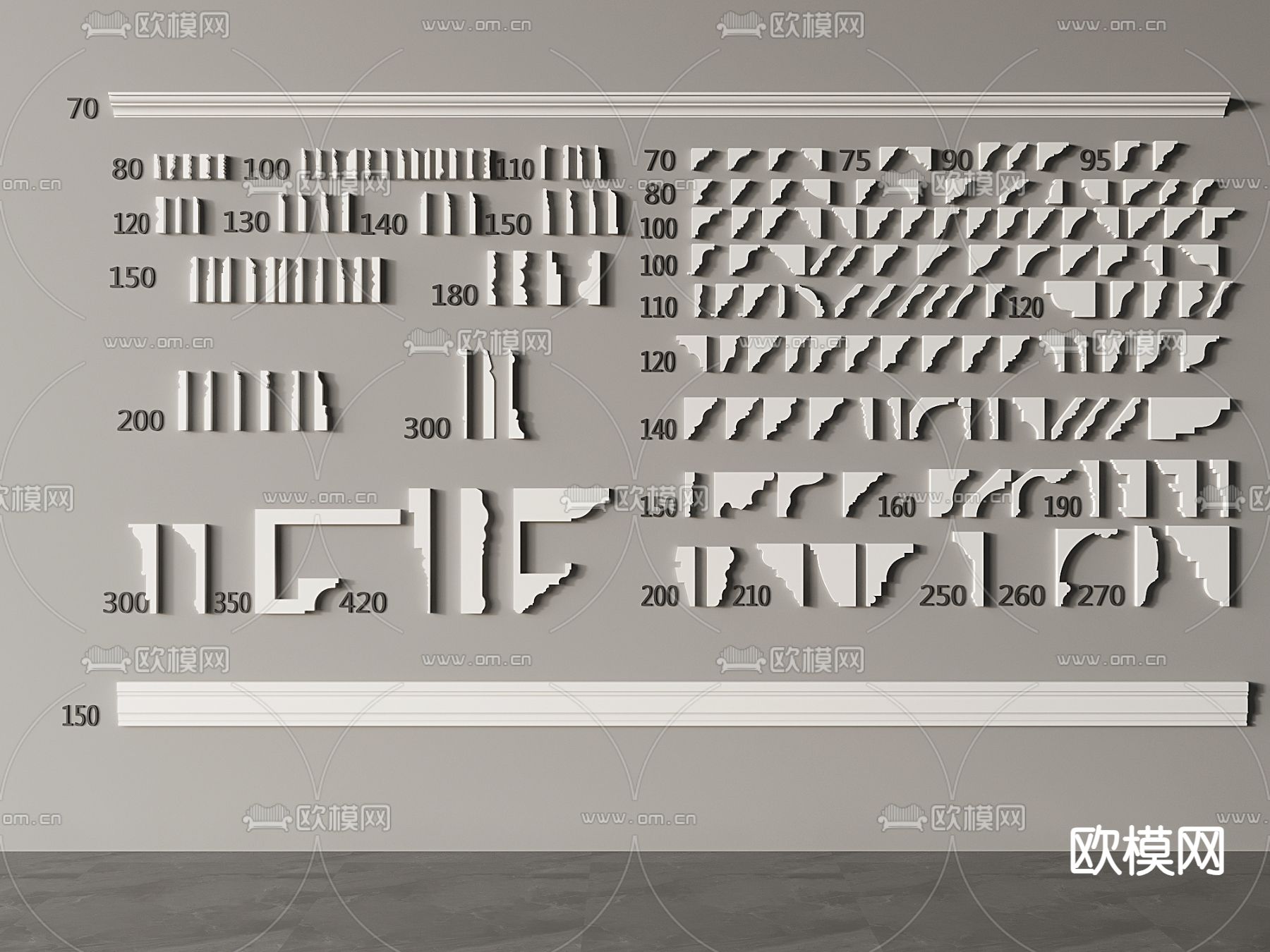 欧式石膏线 踢脚线 线条 角线3d模型下载