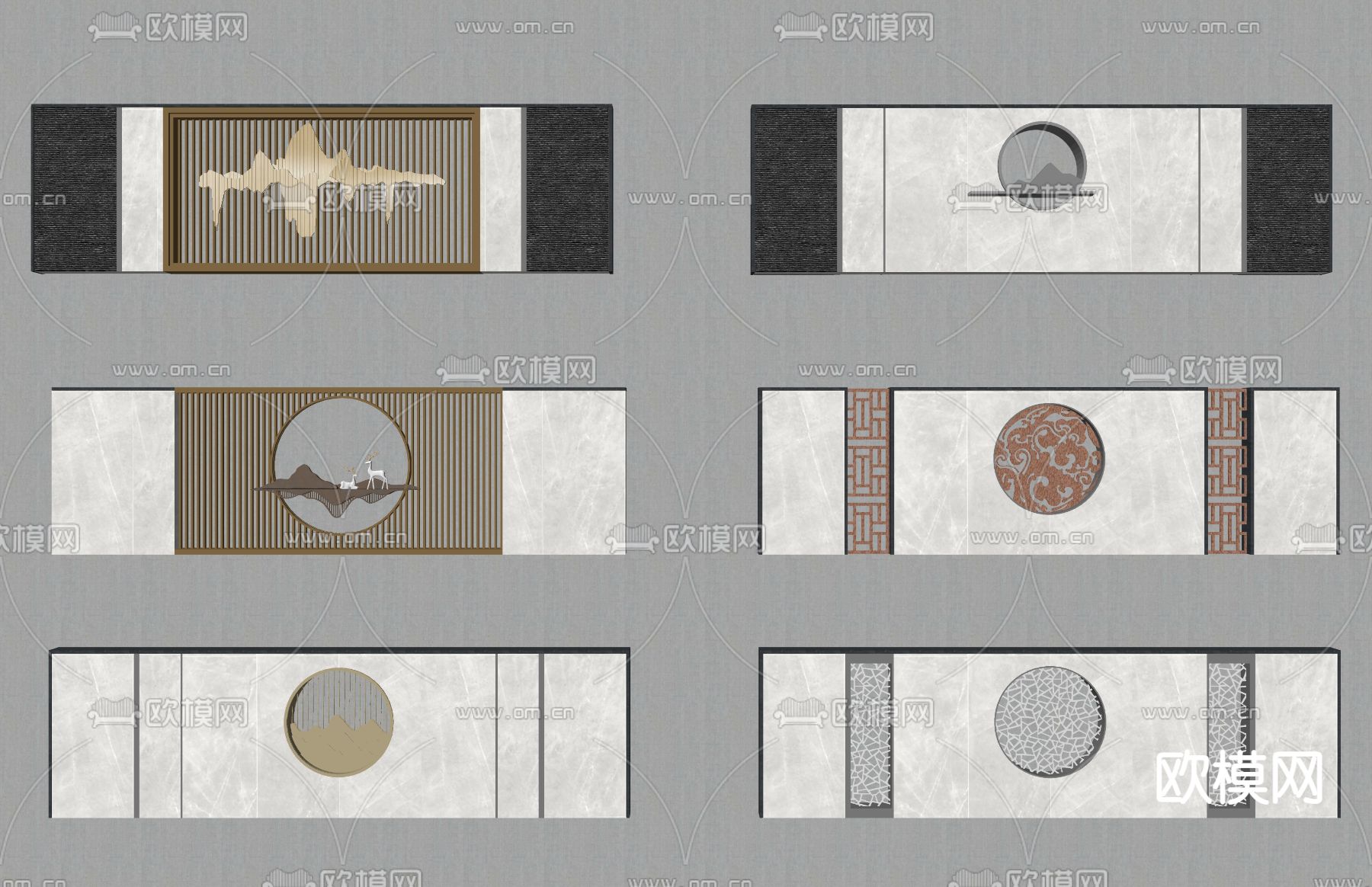 中式庭院景墙su模型下载（渲染图2）
