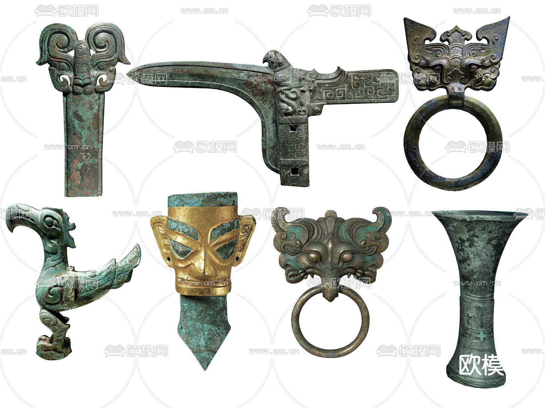 中式青铜器 三星堆 文物su模型下载（渲染图2）