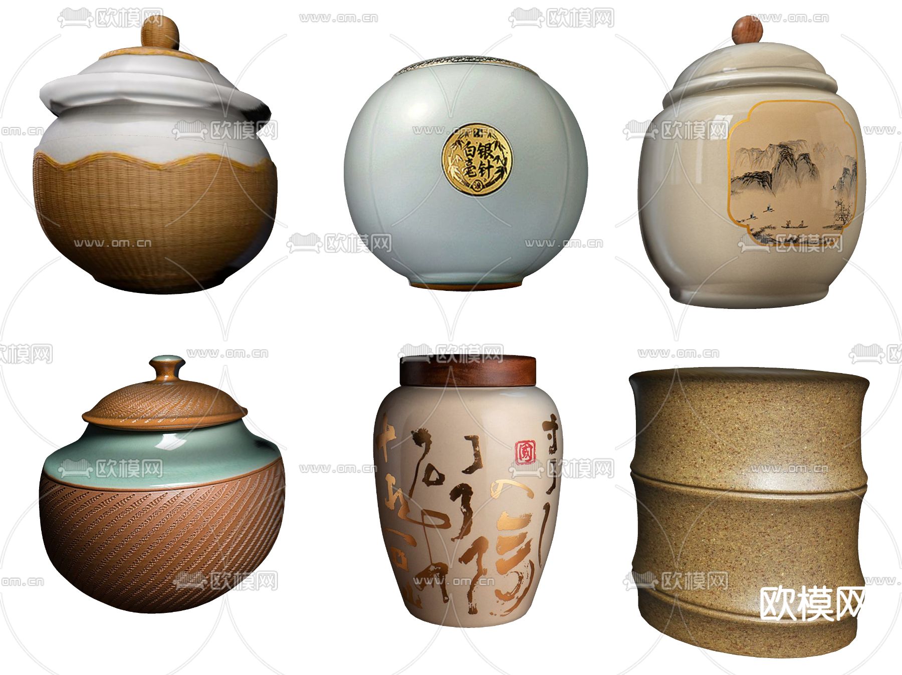 新中式茶具 茶叶罐su模型下载（渲染图2）