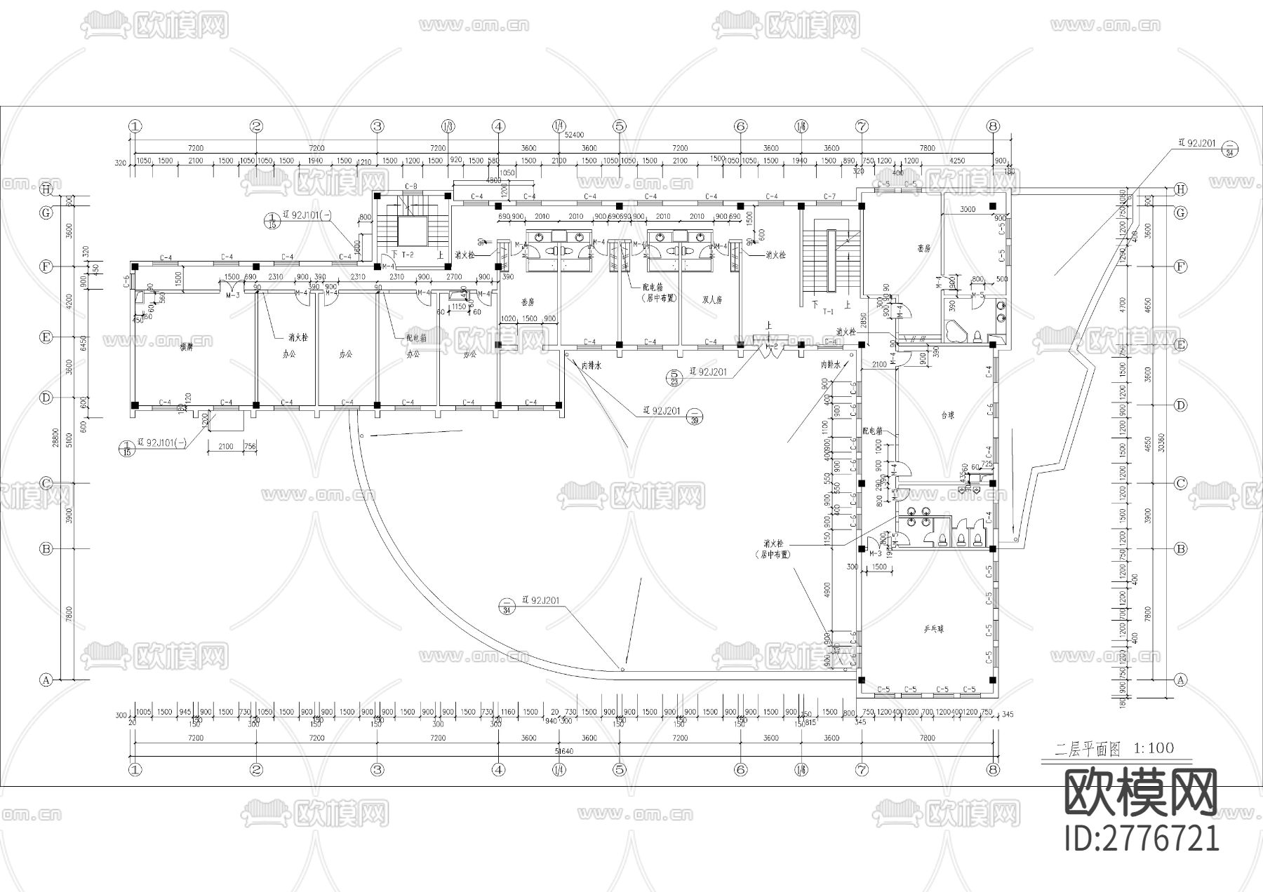 某小区会馆建筑CAD施工图下载（渲染图4）