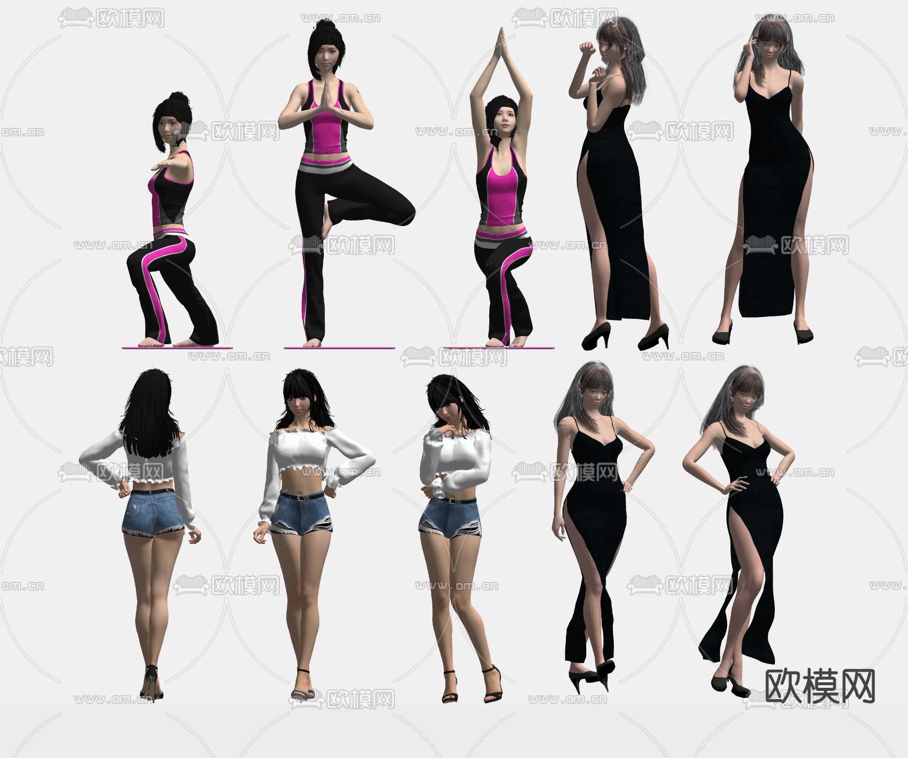 女人 美女 人物su模型