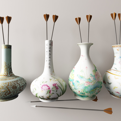  中式投壶 瓷罐su模型 