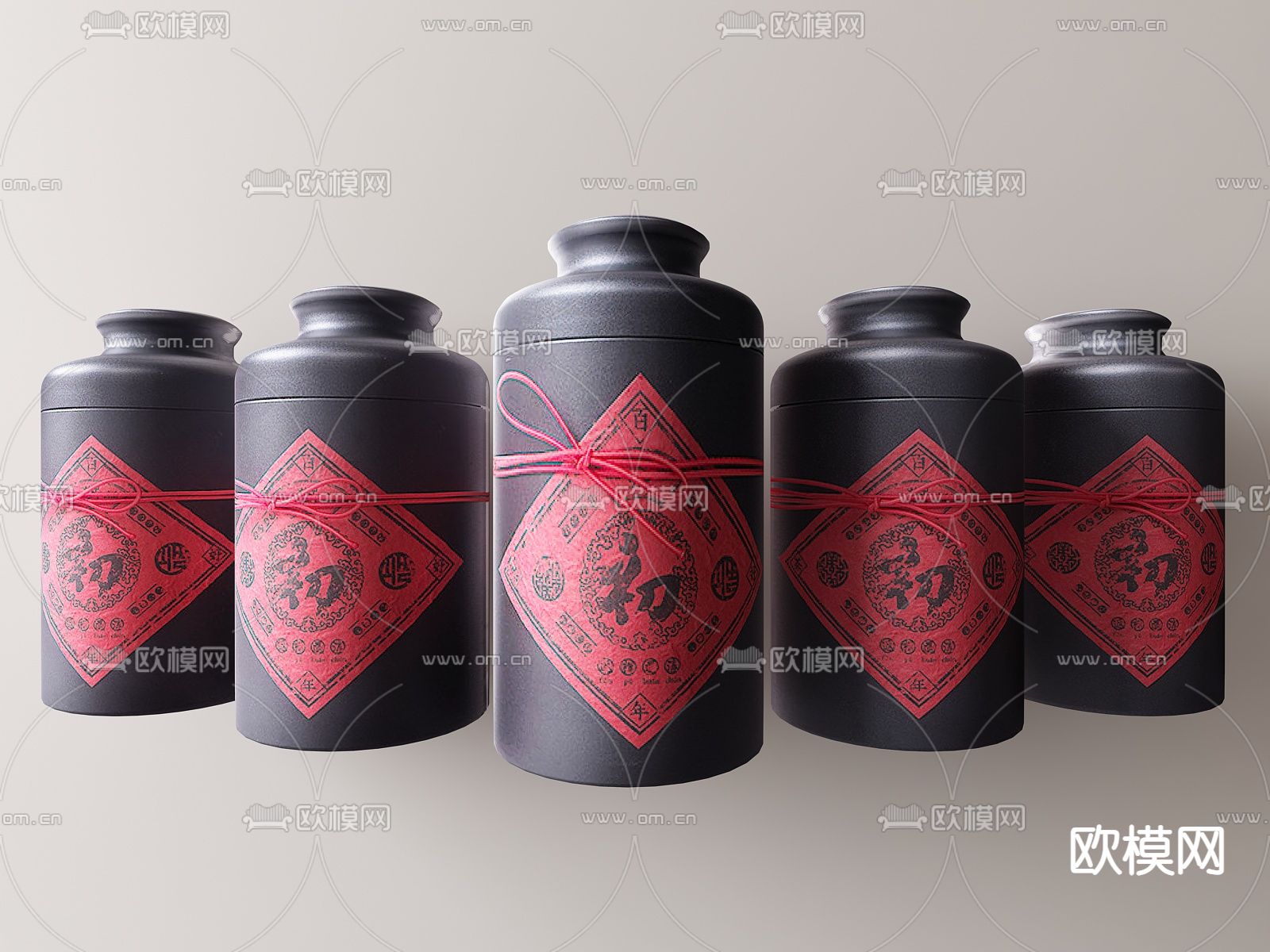 新中式茶具 茶叶罐su模型下载（渲染图1）