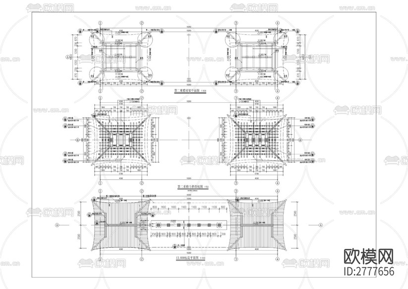 寶吉禪寺牌坊建筑CAD施工圖下載(渲染圖6)