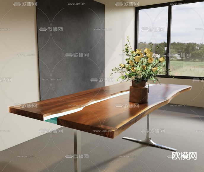 侘寂风餐桌3d模型下载