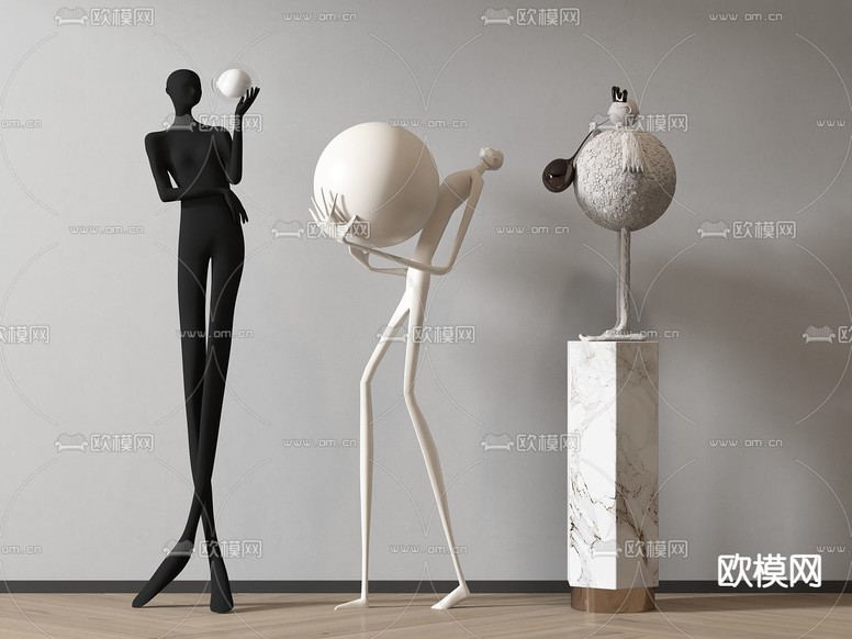 人物雕塑 摆件3d模型下载