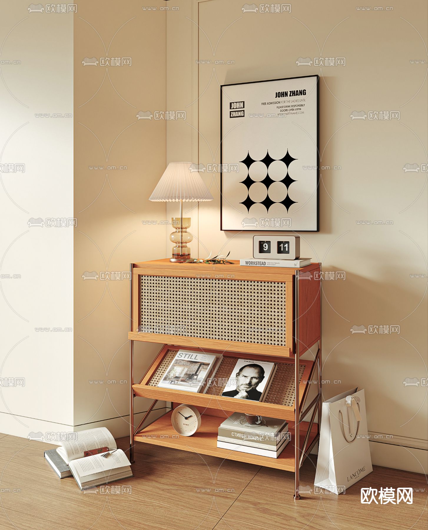 侘寂边柜 收纳柜3d模型下载