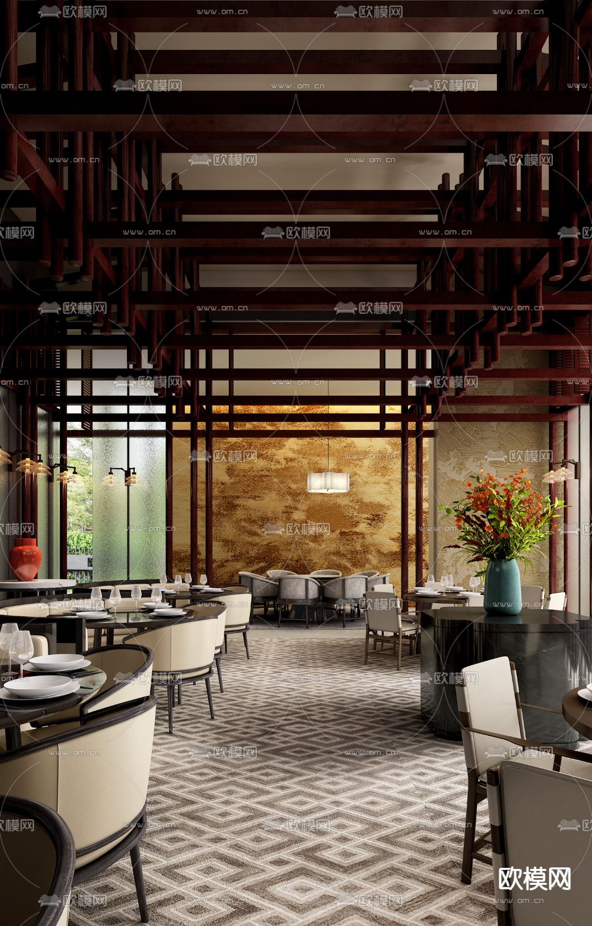 雅布设计 侘寂西餐厅3d模型下载