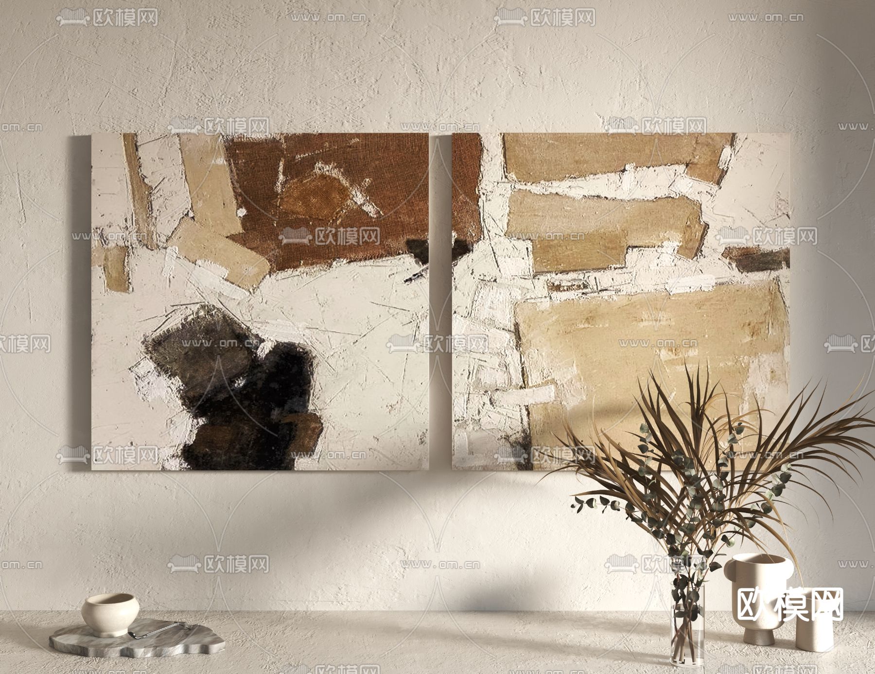 侘寂画 装饰画 肌理画 抽象画3d模型下载_ID14212554_3dmax免费模型-欧模网