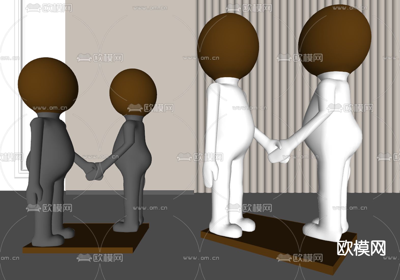雕塑摆件 人物摆件su模型下载（渲染图2）