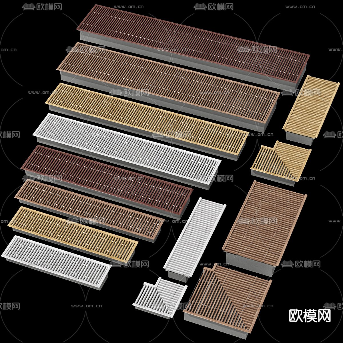 格栅地漏 排水口3d模型下载（渲染图1）