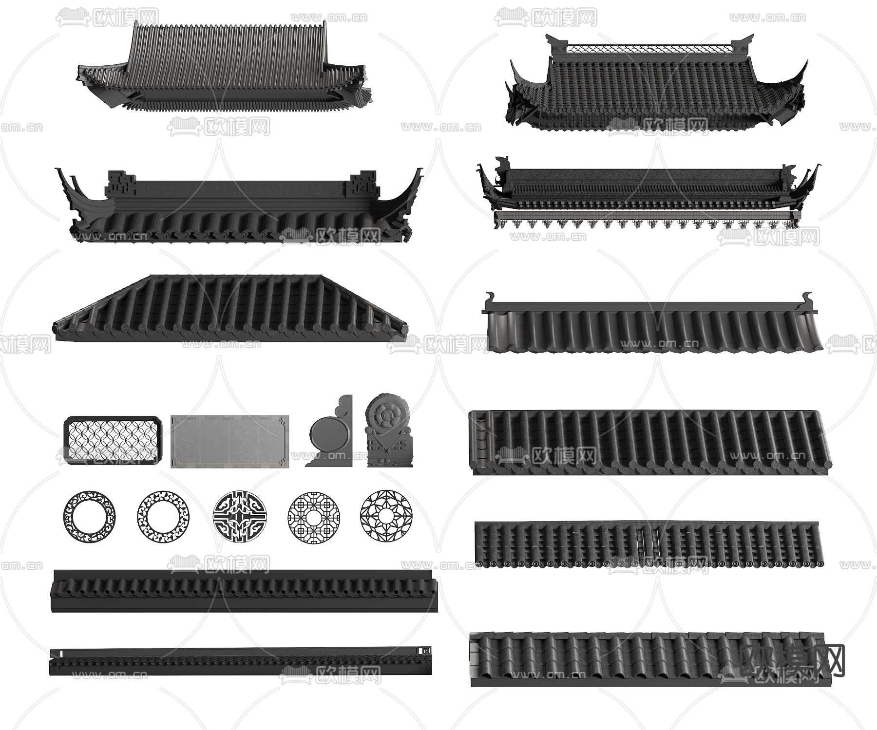 新中式屋檐 房檐 屋顶3d模型下载